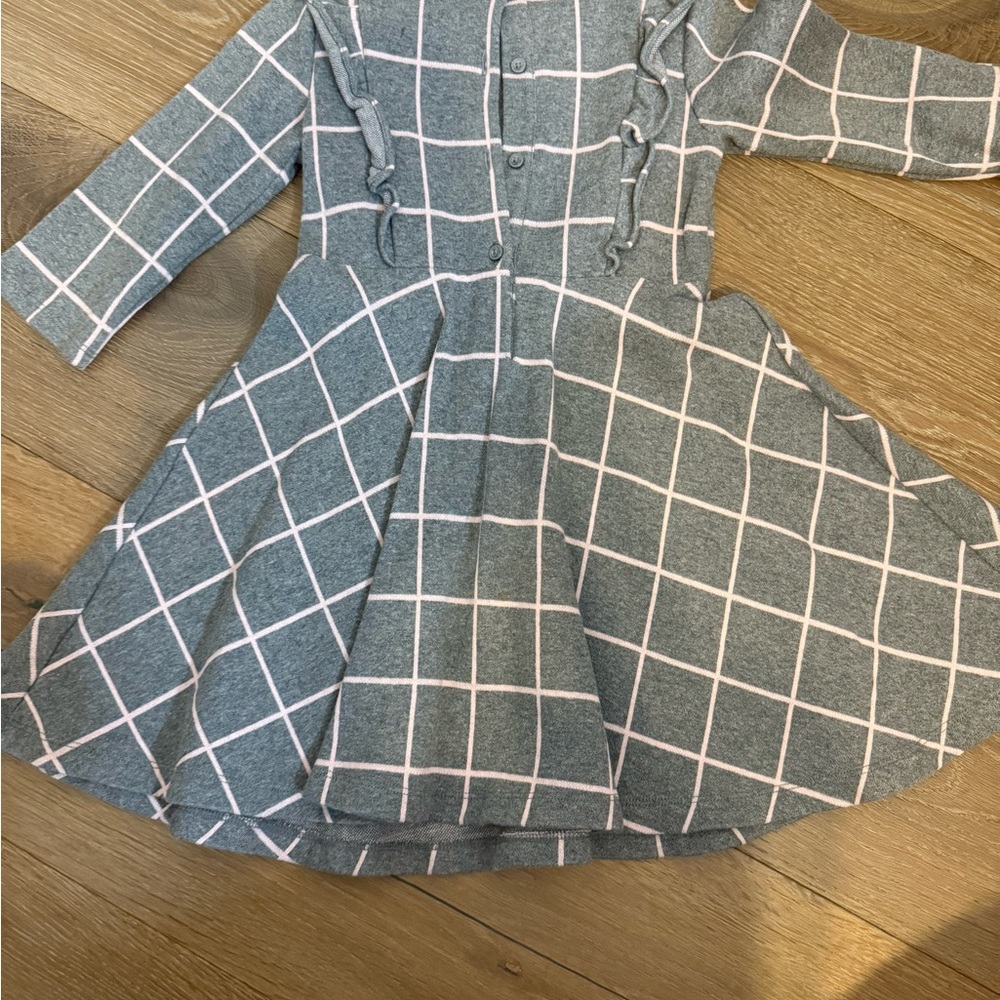 Charming Gray and Pink Checkered Kids Dress - Picture 3 of 3